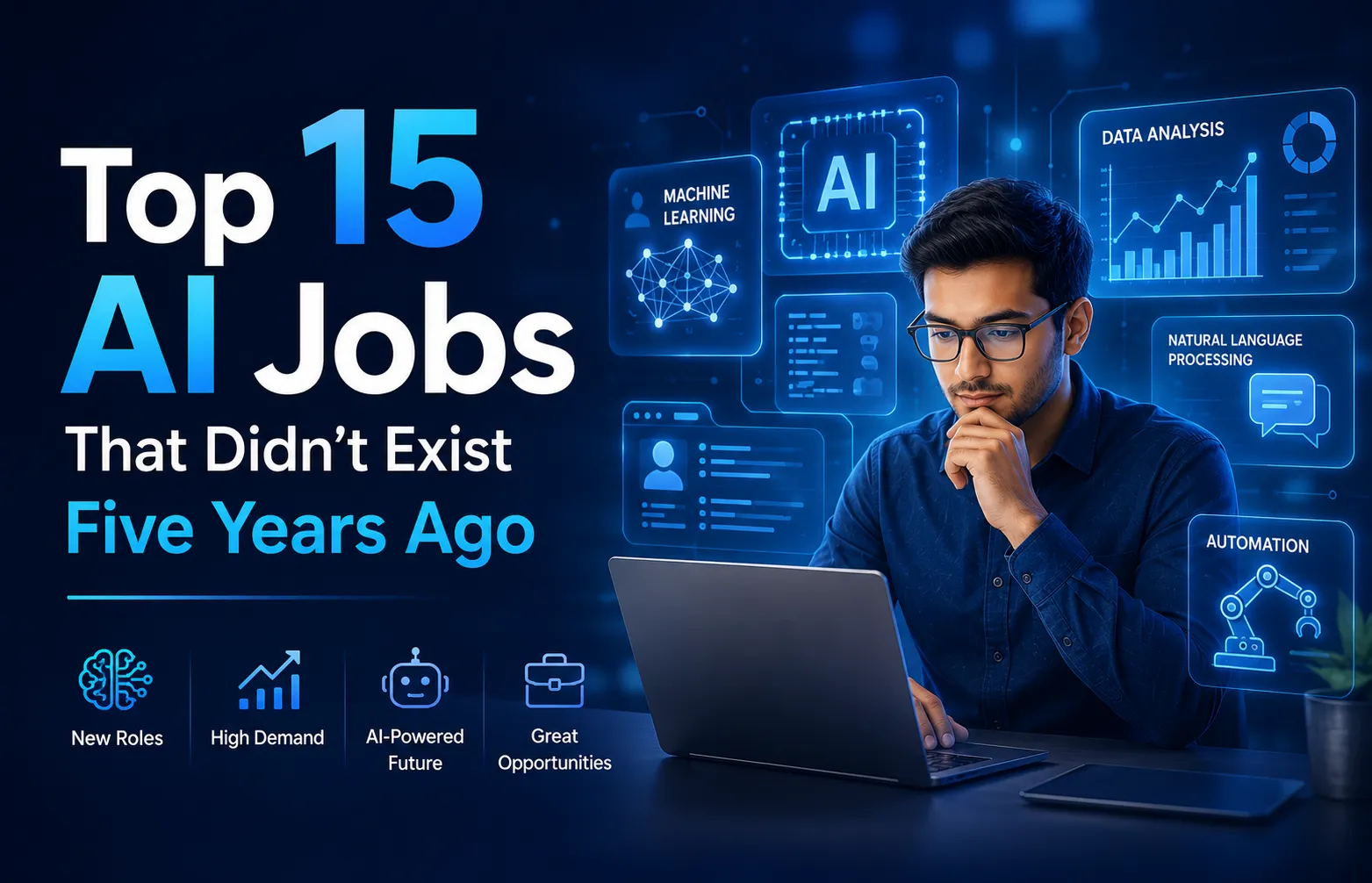 A collage-style visual representing emerging AI careers such as Prompt Engineer, AI Product Manager, and Agentic AI Developer.