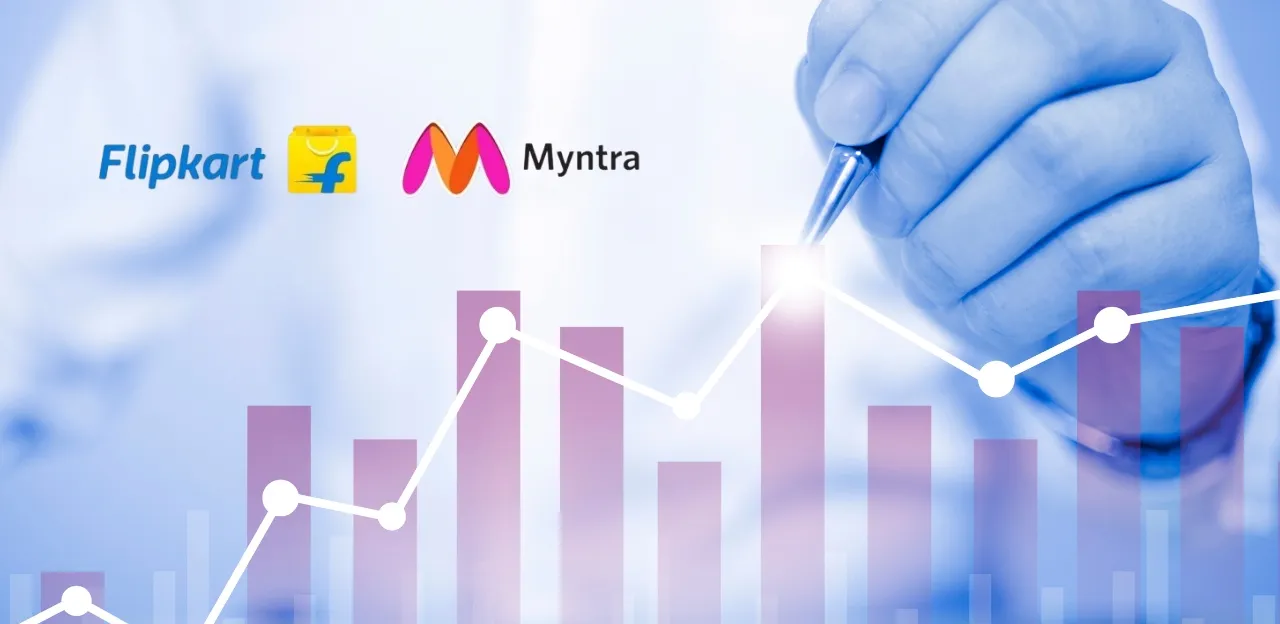 A dashboard showing e-commerce metrics like customer lifetime value, churn rate, and market basket analysis, with Bangalore's skyline in the background.