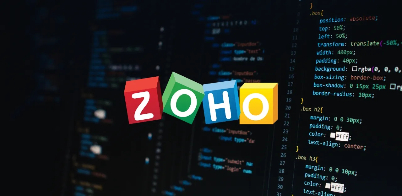 The Zoho logo with text bubbles showing salary ranges for full stack developers.